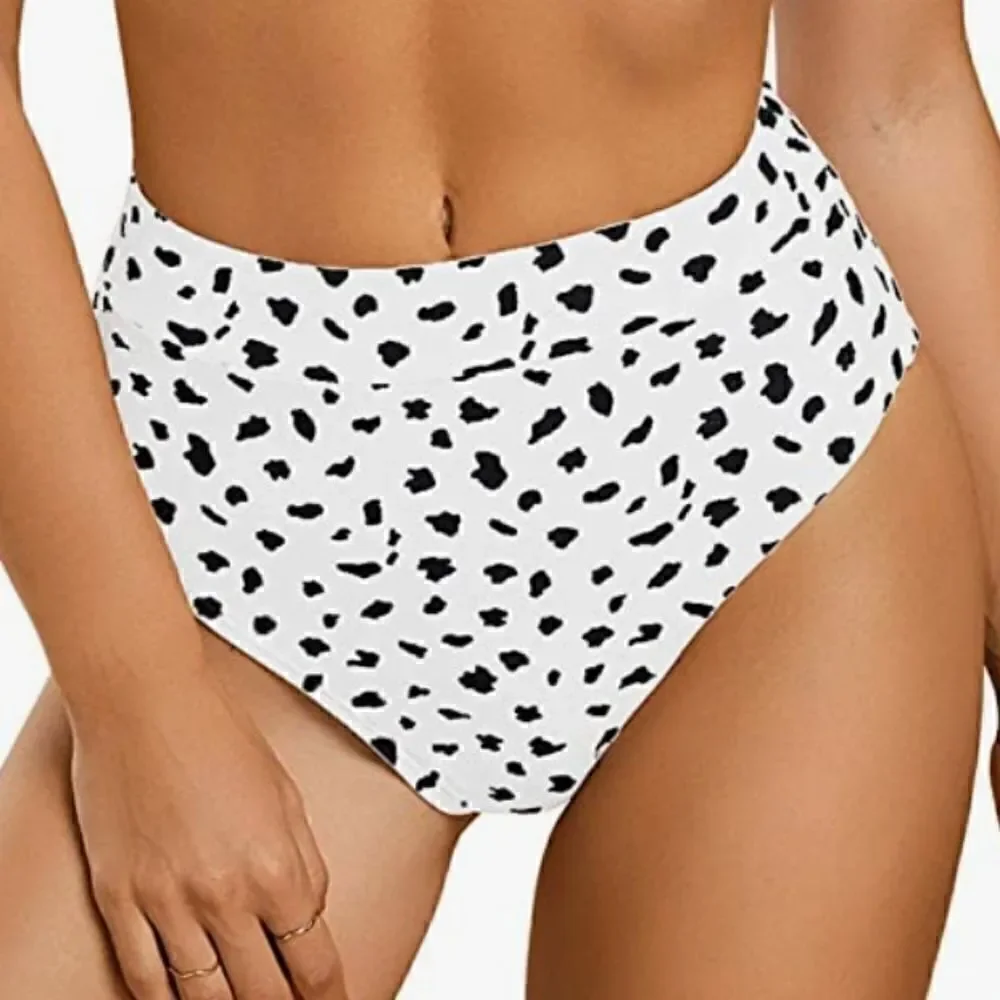 Swim Womens Sexy Leopard Printed bottoms High Waisted Size L New